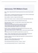 Astronomy 1010 Midterm Exam Questions with correct Answers