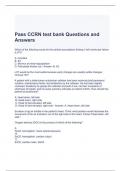 Pass CCRN test bank Questions and Answers- Graded A