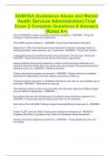 SAMHSA (Substance Abuse and Mental Health Services Administration) Final Exam || Complete Questions & Answers (Rated A+)