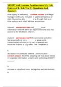 MGMT 464 Honoree Southeastern My Lab Quizzes Ch. 5-8 (Test 2) Questions And Answers