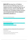 NGN ATI Nursing Care of Children  Proctored exam |ATI Nursing Care of  Children Practice A| RN Nursing Care of  Children Practice 2019 A ATI| ATI RN  Nursing Care of Children Online Practice  2019 B| QUESTIONS WITH CORRECT  ANSWERS GRADED A+