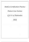 MedCa CERTIFICATION PRACTICE PATIENT CARE SECTION Q & A WITH RATIONALES 2024.p