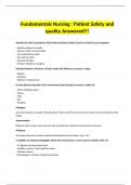 Fundamentals Nursing : Patient Safety and quality Answered!!!