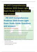 PN VATI Comprehensive Predictor 2020 Green Light Exam Study Guide Questions and answers 