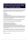 Rosenthal: Lehne's Pharmacotherapeutics for Advanced Practice Providers, 1st Ed. Chapter 1: Prescriptive Authority A+ RATED