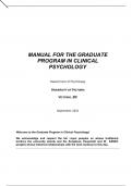 MANUAL FOR THE GRADUATE PROGRAM IN CLINICAL PSYCHOLOGY