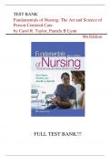 Test Bank For Fundamentals of Nursing: The Art and Science of Person-Centered Care 9th Edition by Carol R. Taylor , Pamela B Lynn||ISBN NO:10,1496362179||ISBN NO:13,978-1496362179||All Chapters||Complete Guide A+ 