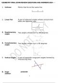 GEOMETRY FINAL EXAM REVIEW QUESTIONS AND ANSWERS 2024