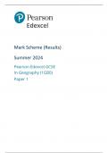 GCSE EDEXCEL May 2024 Geography B Paper 1 Mark Scheme 