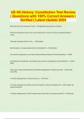 US VA History: Constitution Test Review | Questions with 100% Correct Answers | Verified | Latest Update 2024