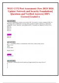 WGU C172 Post Assessment (New 2023/ 2024 Update) Network and Security Foundations|  Questions and Verified Answers| 100% Correct| Graded A 