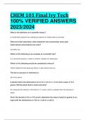 CHEM 101 Final Ivy Tech 100% VERIFIED ANSWERS  2023/2024