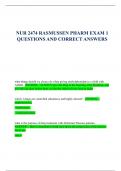 NUR 2474 RASMUSSEN PHARM EXAM 1  QUESTIONS AND CORRECT ANSWERS