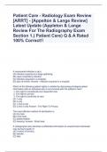 Patient Care - Radiology Exam Review [ARRT] - [Appelton & Lange Review] Latest Update (Appleton & Lange Review For The Radiography Exam Section 1.) Patient Care) Q & A Rated 100% Correct!!