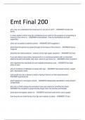 UPDATED Emt Final 200 QUESTIONS ANSWERS