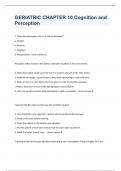 GERIATRIC CHAPTER 10 Cognition and Perception questions & answers rated A+ 2023/2024