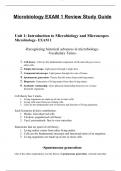 Microbiology EXAM 1 Review Study Guide.latest 2023/2024 graded a plus