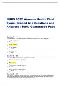 NURS 6552 Womens Health Final  Exam (Graded A+) Questions and  Answers | 100% Guaranteed Pass Question 1 1/1 A The symphysis .  pubis B The umbilicus . C The xiphoid .  process D None of the .  above Question 2 0/1 A Menarche after the age of 12 . B Nulli