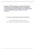 Summary C920 Contemporary Curriculum Design and Development in Nursing Education.docx Contemporary Curriculum Design and Development in Nursing Education College of Health Professions, Western Governors University