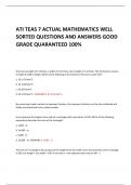 ATI TEAS 7 ACTUAL MATHEMATICS WELL SORTED QUESTIONS AND ANSWERS GOOD GRADE QUARANTEED 100% 