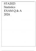 STA2023 STATISTICS EXAM Q & A 2024.