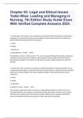 Chapter 03: Legal and Ethical Issues Yoder-Wise: Leading and Managing in Nursing, 7th Edition Study Guide Exam With Verified Complete Answers 2024.