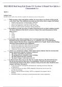 2022 HESI Med Surg Exit Exam (V1 Version 1) Brand New Q&As + Guaranteed A+ TEST 1 Multiple Choice Identify the letter of the choice that best completes the statement or answers the question. 1. While assessing a client with diabetes mellitus, the nurse ob