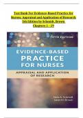 Evidence-Based Practice for Nurses: Appraisal and Application of Research, 5th Edition TEST BANK by Schmidt, Brown, Verified Chapters 1 - 19, Complete Newest Version