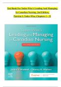 TEST BANK For Leading And Managing In Canadian Nursing, 2nd Edition, by Patricia S. Yoder-Wise, Verified Chapters 1 - 32, Complete Newest Version