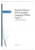   Edexcel GCE In English Language (9EN0) Paper 1: Language Variation Mark Scheme (Results) Summer 2023