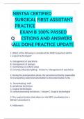 NBSTSA CERTIFIED SURGICAL FIRST ASSISTANT PRACTICE EXAM B 100% PASSED ESTIONS AND ANSWERS ALL DONE PRACTICE UPDATE