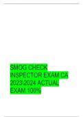 SMOG CHECK  INSPECTOR EXAM CA  20232024 ACTUAL  EXAM 100%