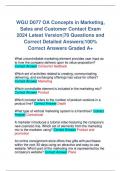 WGU D077 OA Concepts in Marketing, Sales and Customer Contact Exam 2024 Latest Version|70 Questions and Correct Detailed Answers|100% Correct Answers Graded A+