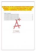  (COMPLETE) ATI RN LEADERSHIP PROCTORED EXAM VERSION 1, 2,3,4,5 & 6 (420 QUESTIONS ALL WITH CORRECT ANSWERS)| GUARANTEE A+ SCORE