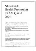 NUR3047C HEALTH PROMOTION EXAM Q & A 2024