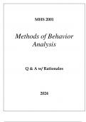 MHS 2001 METHODS OF BEHAVIOR ANALYSIS EXAM Q & A 2024