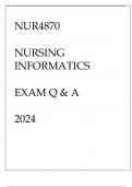 NUR4870 NURSING INFORMATICS EXAM Q & A 2024.