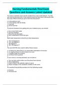 Nursing Fundamentals Final Exam Questions and Answers Latest Updated