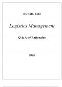 BUSML 3380 LOGISTICS MANAGEMENT EXAM Q & A 2024