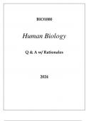 BIO1000 HUMAN BIOLOGY EXAM Q & A WITH RATIONALES 2024