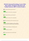 PSY352 Abnormal Psychology (Latest 2024/ 2025 Update) All Quizzes Questions and Verified Answers| 100% Correct| Grade A