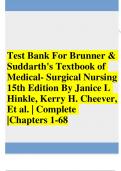 Test bank for brunner suddarth's textbook of medical surgical nursing 15th edition hinkle 2023-2024 Latest Update