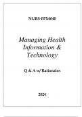 NURS-FPX4040 MANAGING HEALTH INFORMATION & TECHNOLOGY EXAM Q & A