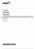 AQA A LEVEL HISTORY PAPER 2D MARK SCHEME 2023 {7042/2D :Component 2D Religious conflict and the Church in England, c1529–c1570}