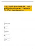 Air Assault School Phase 1 study guide Questions and Complete Verified Solutions 2024