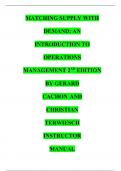 MATCHING SUPPLY WITH DEMAND: AN INTRODUCTION TO OPERATIONS MANAGEMENT 2ND EDITION BY GERARD CACHON AND CHRISTIAN TERWIESCH INSTRUCTOR MANUAL MARCH 2024