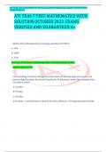 ATI TEAS 7 TEST MATHEMATICS WITH SOLUTION OCTOBER 2023 EXAMS VERIFIED AND GUARANTEED A+ ATI TEAS 7 TEST MATHEMATICS WITH SOLUTION OCTOBER 2023 EXAMS VERIFIED AND GUARANTEED A+ Which of the following is the percentage equivalent of 0.0016? A. 16% B. 160% C