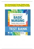 Davis Advantage Basic Nursing: Thinking, Doing, and Caring 3rd Edition Treas Wilkinson Test Bank