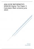 AQA GCSE MATHEMATICS Higher Tier Paper 3 Calculator Mark scheme June 2023