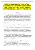 D236 PATHOPHYSIOLOGY EXAM LATEST 2022-2024/WGU PATHOPHYSIOLOGY LATEST EXAM -STUDY GUIDE-WITH 100% VERIFIED ANSWERS-2022-2024 LESSON 1- LESSSON 12